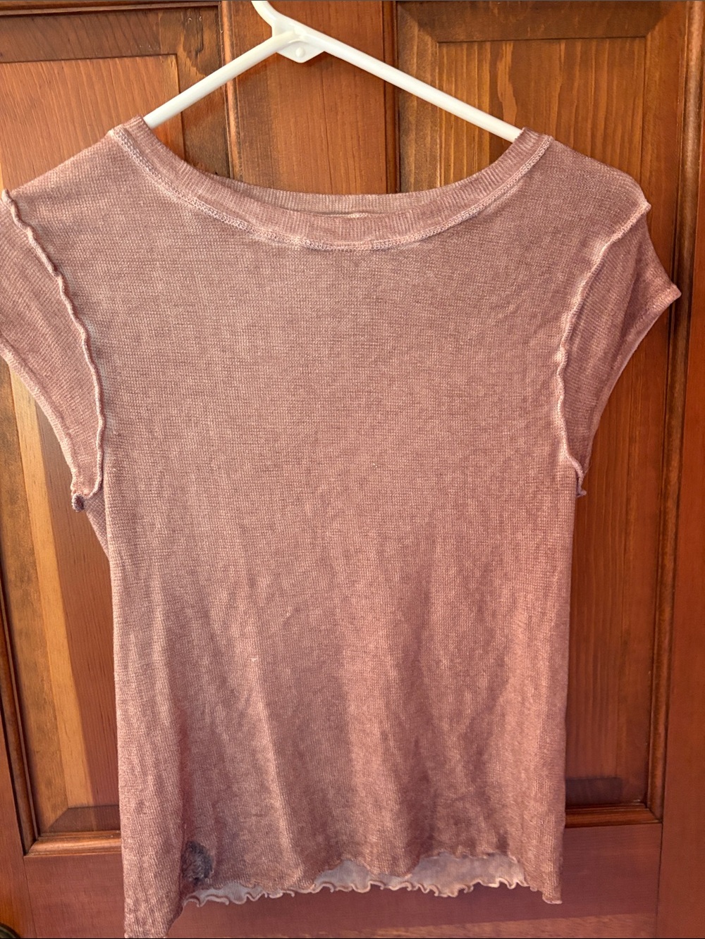 Free People Dusty Rose Cap-Sleeve Knit Top
